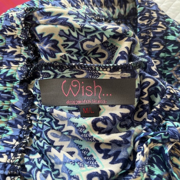 Wish… harem pants. Beautiful Blue Print Size M/L. Drawstring Waist - Picture 5 of 7